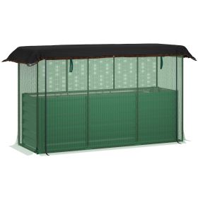 Outsunny Galvanized Steel Planter Box with Crop Cage and Shade Cloth, Raised Garden Bed for Flowers, Veggies and Herbs, Green