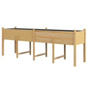 Outsunny Large Wooden Raised Garden Bed Elevated Planter Box with Legs Bed Liner Drain Holes 74x18x26