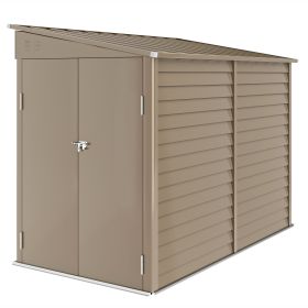 Outsunny 4.6' x 9' Outdoor Storage Shed, Lean to Garden Shed with Foundation Kit, Lockable Doors and Gloves for Patio, Lawn, Brown