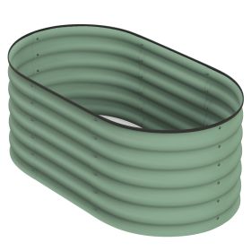 Outsunny Galvanized Raised Garden Bed Green 3.4x2ft with Safety Edging Metal Planter Kit for Vegetables