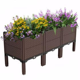 47.2x15.7x19.6in Raised Garden Beds Outdoor, Polypropylene Planter Boxes Outdoor for Vegetables, Flowers, Herbs, Garden Box with Drain Outlet