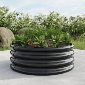 32.08x11.4 Tall Round Raised Garedn Bed,Metal Raised Beds For Vegetables, Outdoor Garden Raised Planter Box, Patio Planter Raised Beds For Flower (Color: Black)
