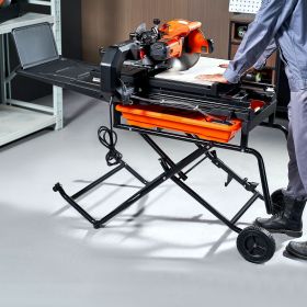 Wet Tile Saw With Stand, 10-inch 65Mn Steel Blade, 4500 RPM Motor, Tile Cutter Wet Saw With Water Reservoir And Casters, 0-45 Degrees Miter Angle (Option: Orange)