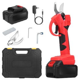 21V Cordless Electric Pruning Shears 40mm 1.57" Electric Branch Scissors Tree Branch Cutter with 2 Rechargeable Batteries Sharpening Stone Blade (Type: Shear)