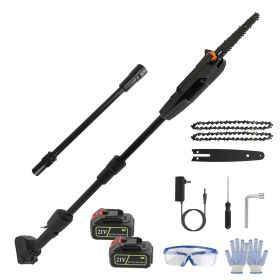 1Set 6in Cordless Pole Saw 7.4FT Maximum Extendable Length 35FT Per Second Speed Electric Pole Chainsaw 2Pcs 3.0Ah Batteries And Charger Included (Option: Set with 10Cell Battery)
